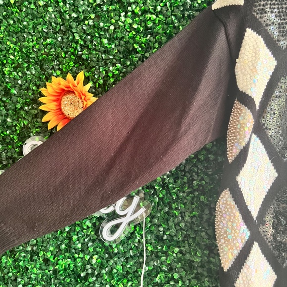 Alfred Dinner Black and White Sequin Sweater Size XL Great condition - Picture 4 of 8